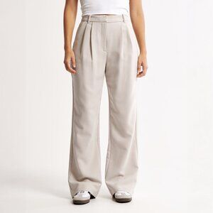 Abercrombie & Fitch Cream Wide-Leg Pants